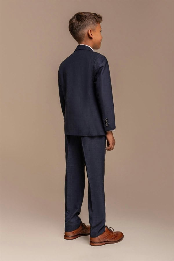 Boys Seeba Navy Three Piece Suit Back