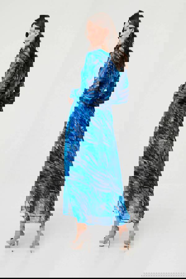 Blue | Abstract Semi Sheer Layered Maxi Dress