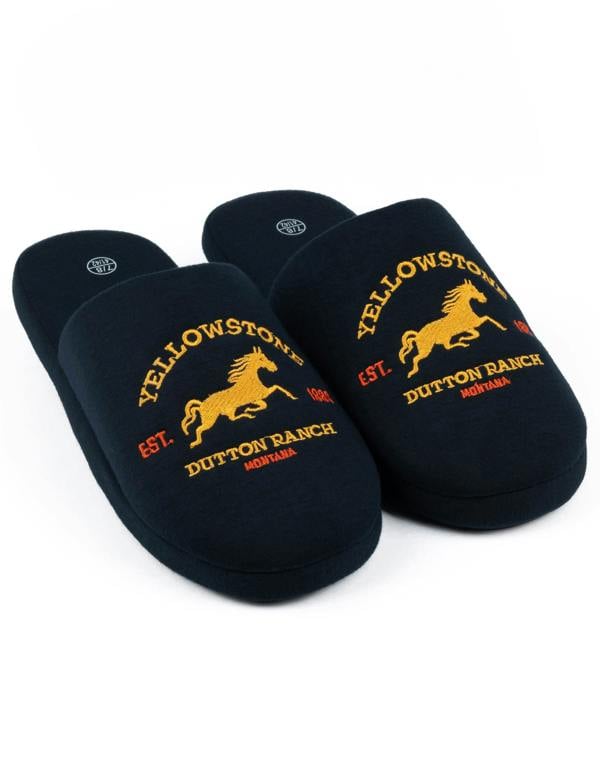 Yellowstone Mens Blue Dutton Ranch Montana Mule Slippers