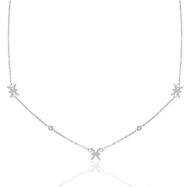 Say It With Pisces Necklace with CZ Stones - Silver Plated