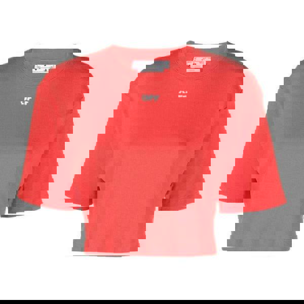 Off White Womens/Ladies Logo Crop T-Shirt - Red - 