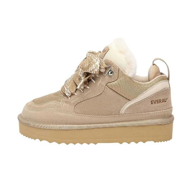 EverAu Womens/Ladies Marbled Leather Trainers - Sand - 