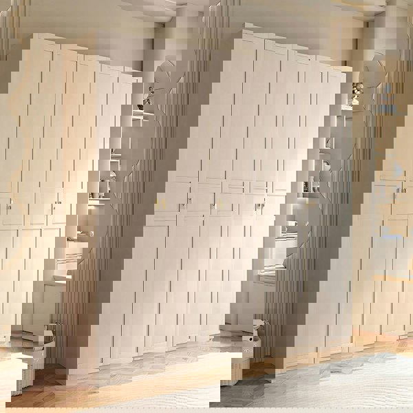 Leclerc Tall Wooden Wardrobe, White-Rit Concept-Rit Concept