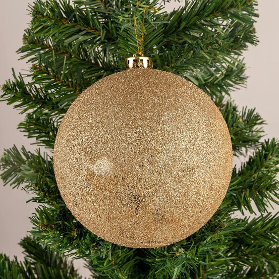 Shatchi 15cm Christmas Baubles Shatterproof Champagne Gold Set of 3 Hanging Tree Decorations - 15CM - PVC - Silver