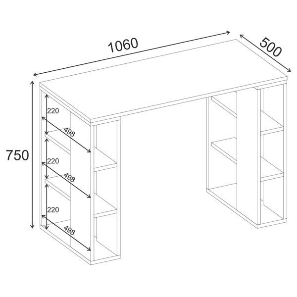 Decortie Modern Colmar 106cm Working Desk Particleboard 3 Open Shelves Wall Fix H75xW106cm