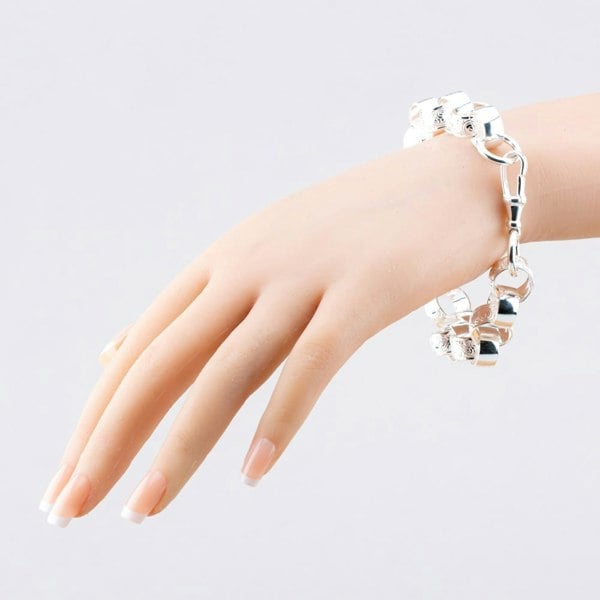 T. H. Baker Sterling Silver 23cm Patterned Belcher Bracelet S1073-09