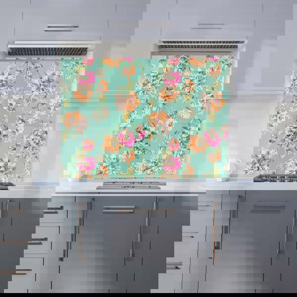 Warren Reed - Designer Bright Flower Sketch Kitchen Splashback
