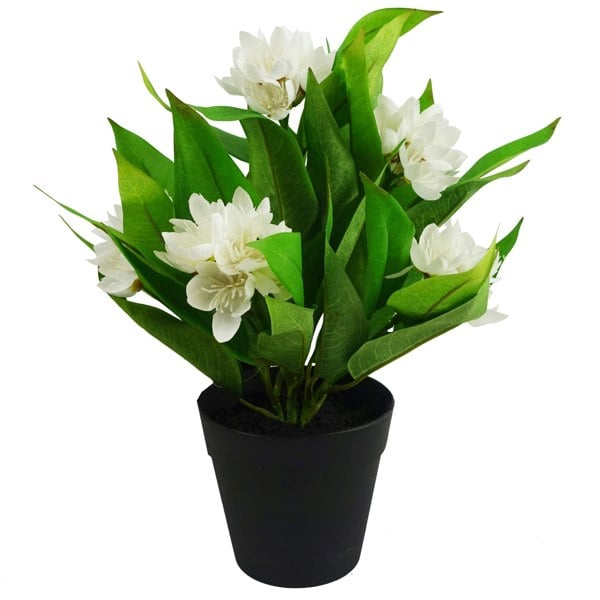 Leaf 18cm Artificial Freesia Plant White Flowering