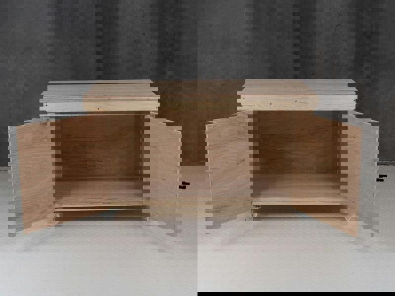 Arbor Garden Solutions Wooden Eucalyptus hardwood top workbench with lockable cupboard (V.9) with wheels