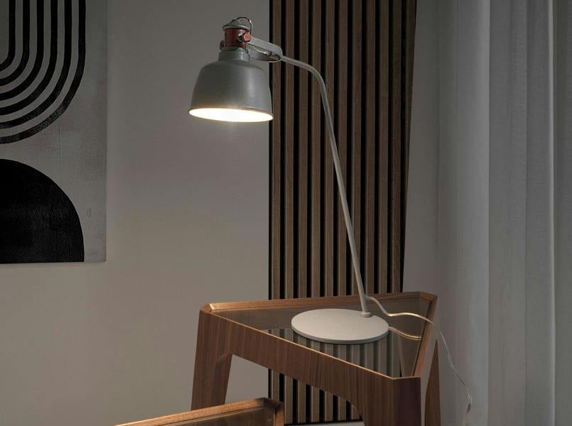 Angel Cerdá Table Lamp in Grey Steel and Bronze Details 8033