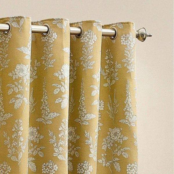 Wylder Nature Sophia Jacquard Floral Eyelet Curtains - Natural