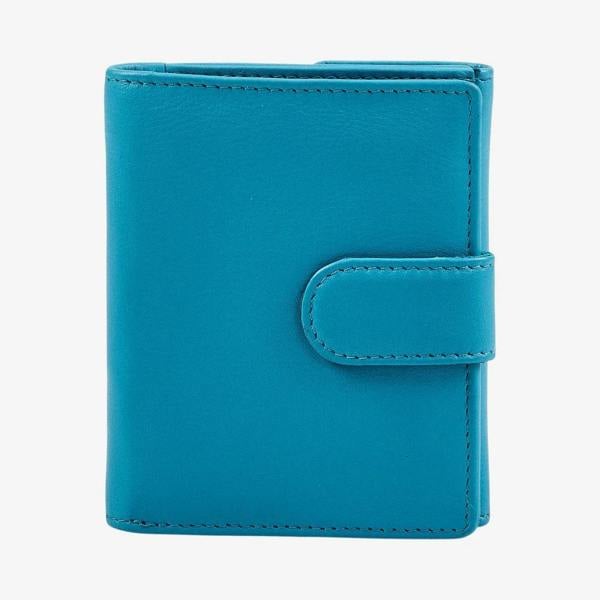 Miami small real leather trifold purse in turquoise with RFID protection