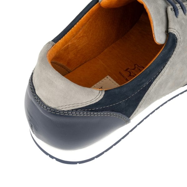 Embassy London San Francisco - Navy & Grey - Men's lace-up leather & suede trainer