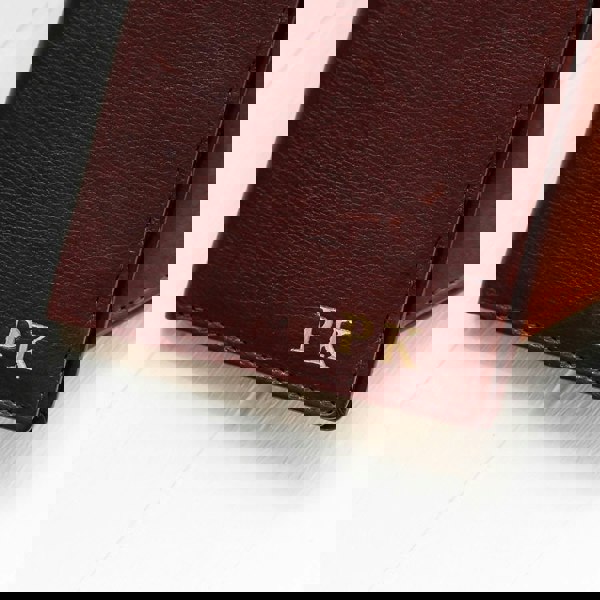leather wallet for men with gold initials
