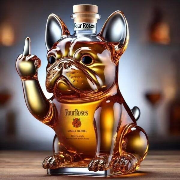 Leaper Creative Transparent Glass French Bulldog Whiskey Bottle