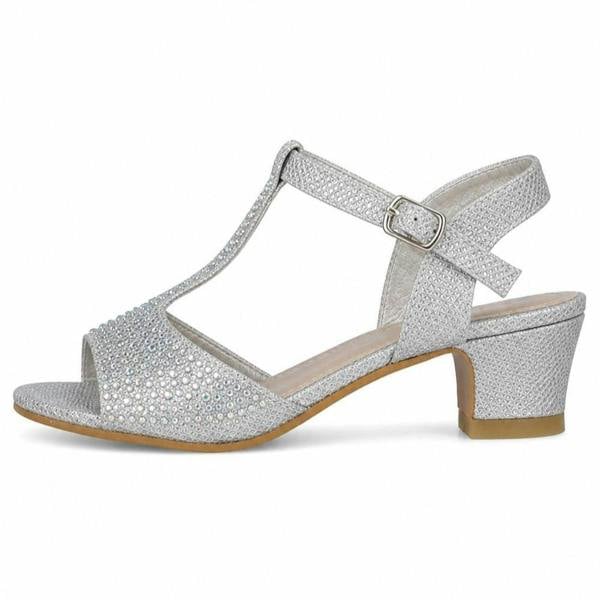 Spot On Girls Spot On Mid Heel T Bar Sandal With Buckle Ankle Strap H1123