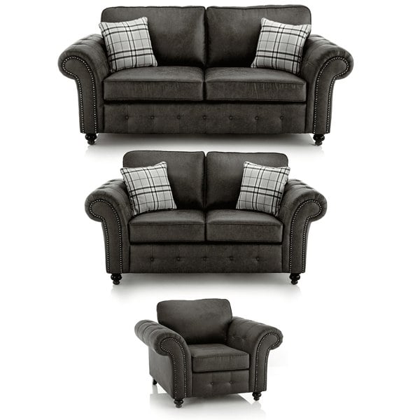 Oakland Chesterfield Leather 3 Piece Sofa Suite