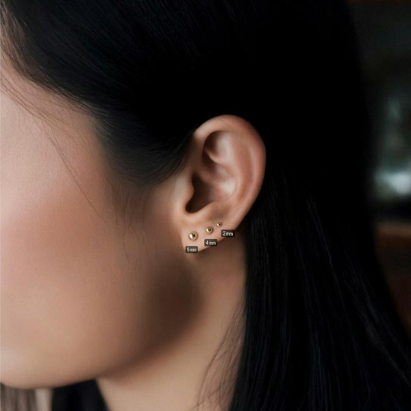 Spero London 9ct Solid Gold Ball Sphere Stud Earring