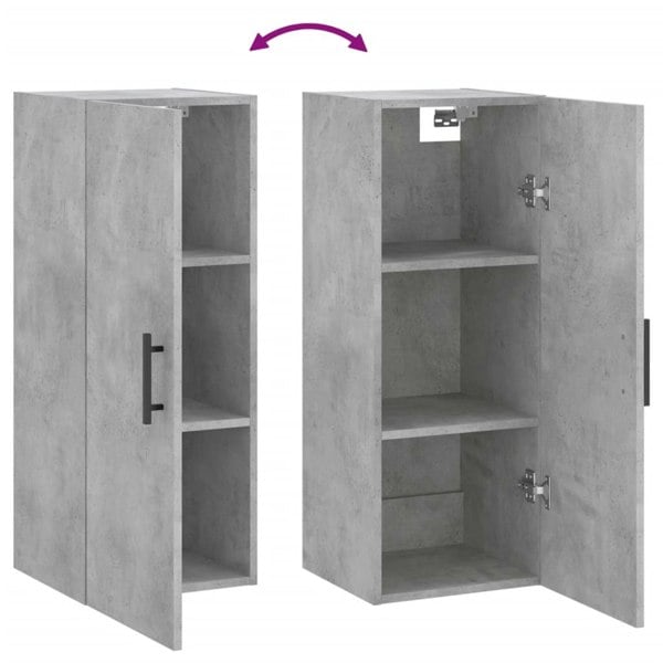 Berkfield Wall Mounted Cabinet Concrete Grey 34.5x34x90 cm