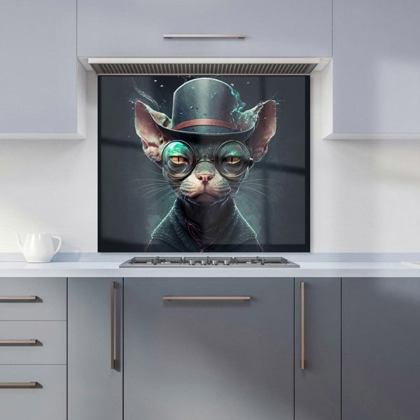 Warren Reed - Designer Sphynx Cat With Glases Splashart Kitchen Splashback