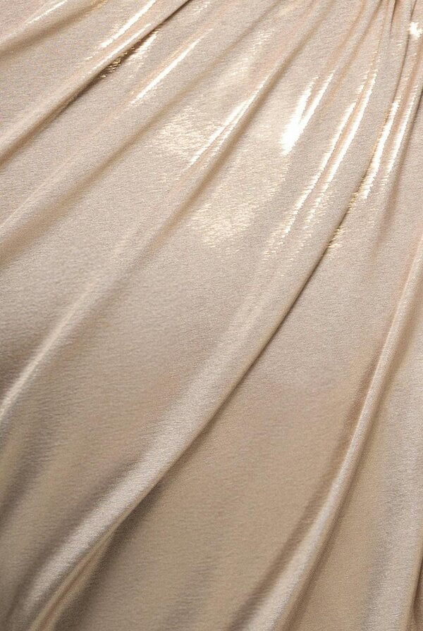 Goddiva Off The Shoulder Corset Wrap Corset Foil Maxi Dress - Gold by Goddiva