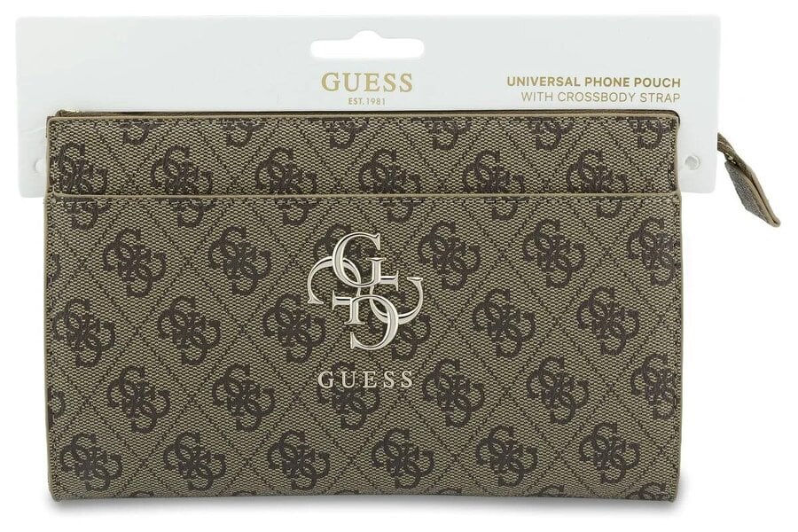 Guess PU Big 4G Logo Universal Phone Pouch with Strap Brown - GUWPO5P4GP4GLW