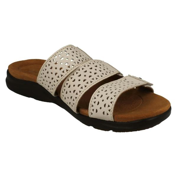 Clarks Ladies Clarks Laser Detailed Adjustable Strap Mule Sandals Kitly Walk