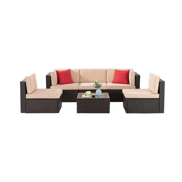 Leaper 5 Seat Garden Patio Rattan Furniture Sofa Set