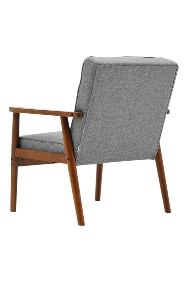 Living and Home Grey Modern Wood Frame Linen Upholstered Lounge Chair