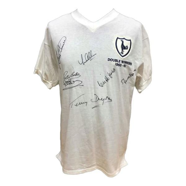 Unbranded Tottenham 1961 Double Winners shirt signed by 7 — Unframed
