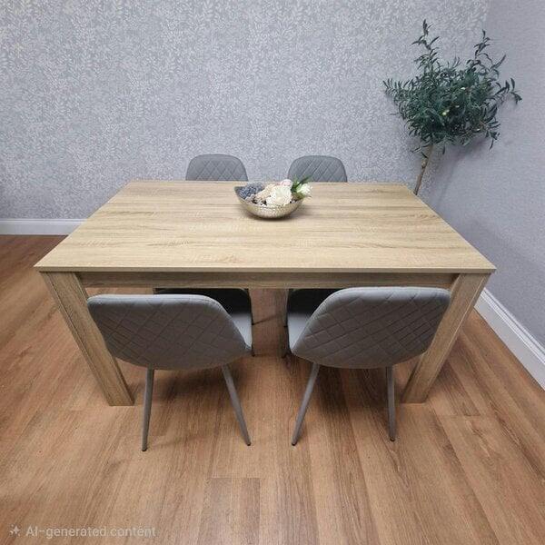 Kosy Koala Oak Effect table with 4 Grey Faux Leather Gem Chairs Modern Kitchen Dining Furniture