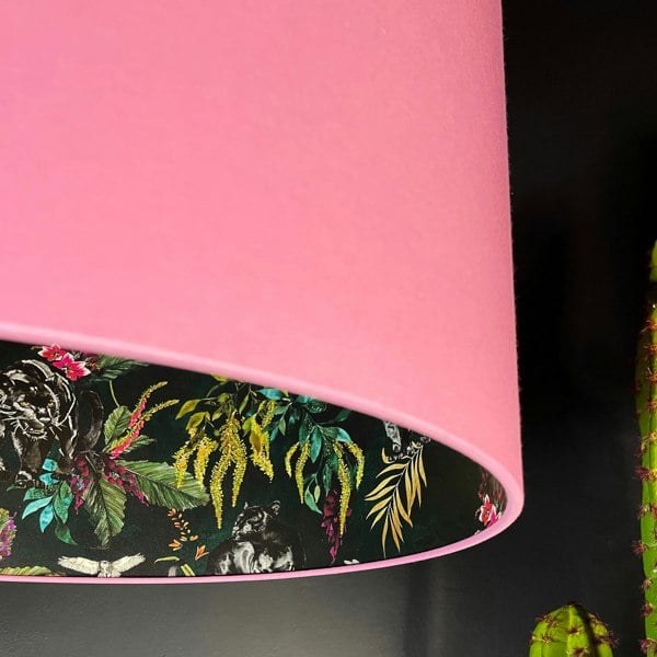 Wild Wood Deadly Night Shade Silhouette Lampshade in Candy Floss. Designed and Handmade by Love Frankie. Close Up