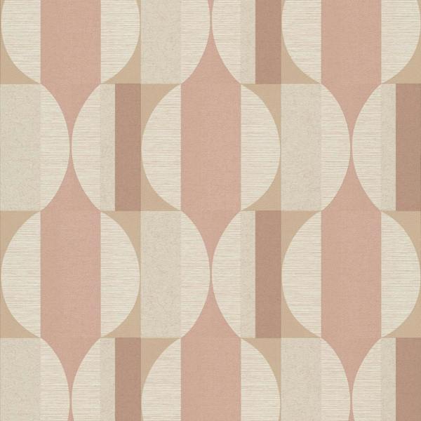Grandeco Boutique Fuma Retro Geometric Luxury Weight Embossed Wallpaper, Pink