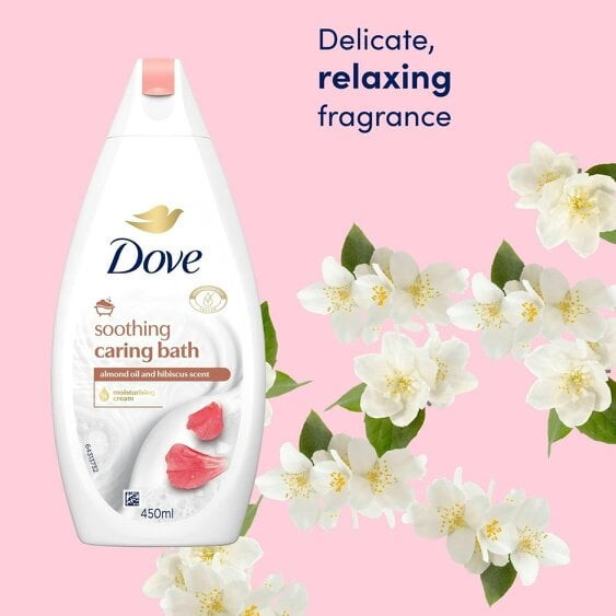 Dove Caring Bath Soak - Almond Cream & Hibiscus, 1/4 Moisturising Cream 3x450ml
