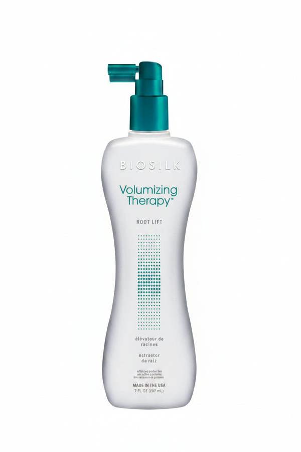 BioSilk Volumizing Therapy Root Lift bottle on a white background