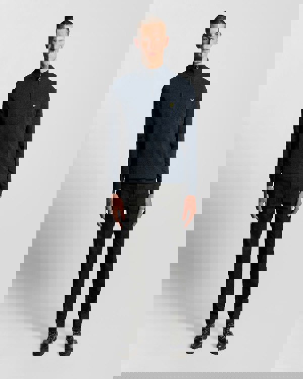 Lyle & Scott Lambswool Blend Quarter Zip Jumper - Z56 Dark Navy Marl