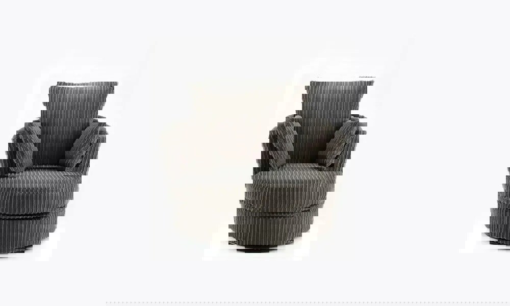 Dylan, jumbo cord swivel chair grey