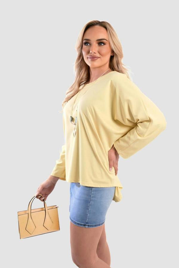 Emmy Casual Long Sleeve Loose Fit Top - Yellow