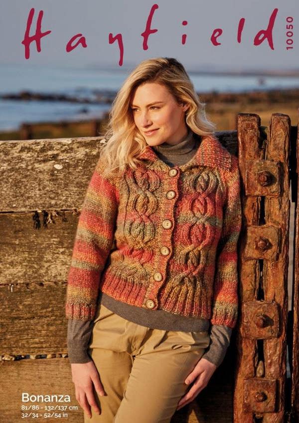Hayfield Bonanza Chunky Knitting Pattern 10050, Jackets for Women, 32 - 54 Inches