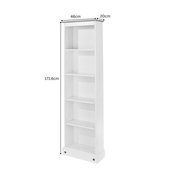 Core Products Corona Tall Narrow 5-Shelf Bookcase