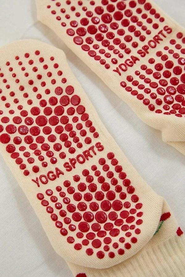 WOVCOR Patterned Non-Slip Yoga Knit Socks