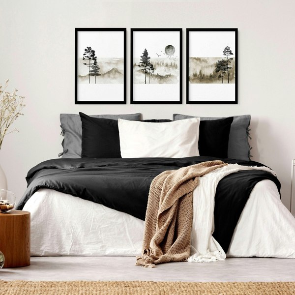 Art prints Scandinavian for bedroom | set of 3 wall art prints