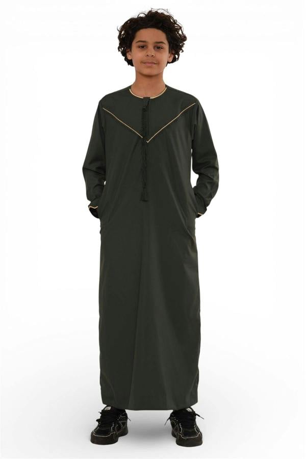 Infinity Leather Kids Boys Ramadan Moroccan Jubba Robe Djellaba Eid Thobe - K-TT-006