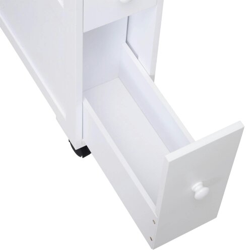 Wyld Haus Minbalu Narrow Rolling Bathroom Storage Unit With 2 Drawers And Wheels