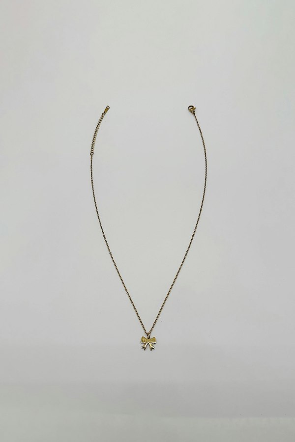 SVNX Mini Bow Pendant Necklace in Gold