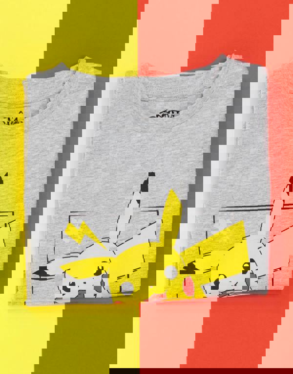Pokemon Boys Grey Pikachu Short Sleeved T-Shirt
