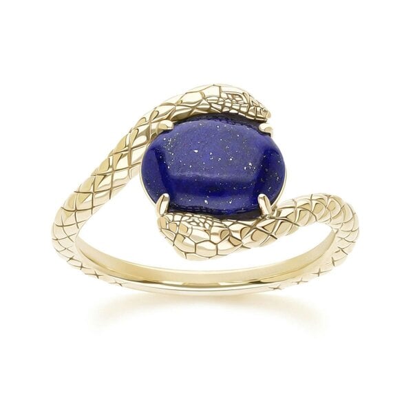 Gemondo ECFEW Oval Lapis Lazuli by pass snake set cabochon ring in gold vermeil sterling silver