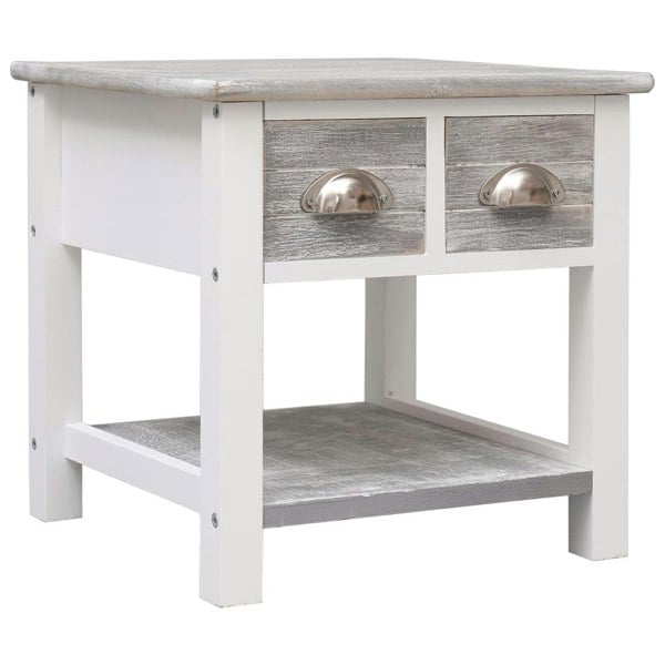 Berkfield Side Table Grey 40x40x40 cm Paulownia Wood