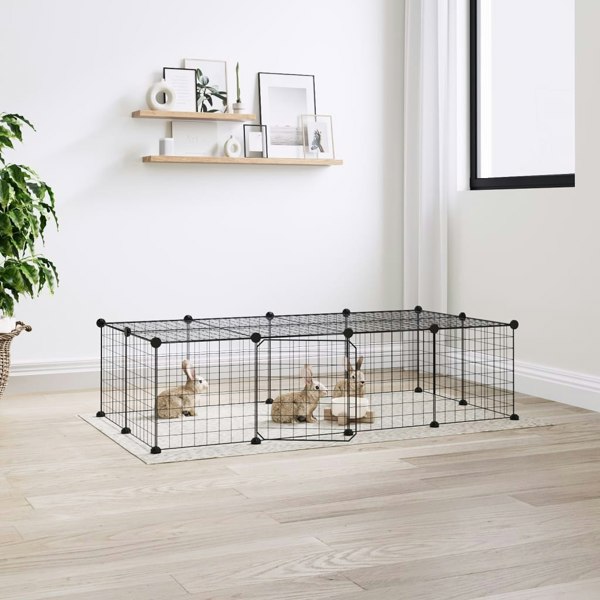 Berkfield 20-Panel Pet Cage with Door Black 35x35 cm Steel