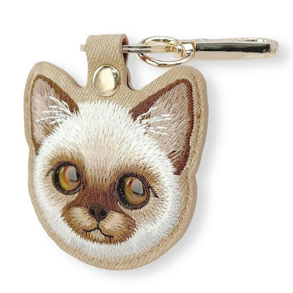 Nimmy Friends Nimmy Big Eye Cute Pet Siamese Cat Face Airtag Keychain Brown -  N-XDY-YSK-026